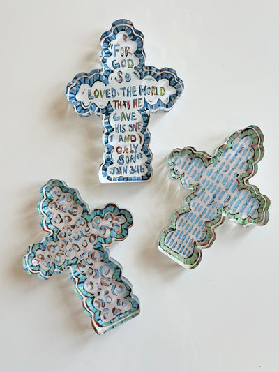 He Saved Cross Acrylic Tabletop Art