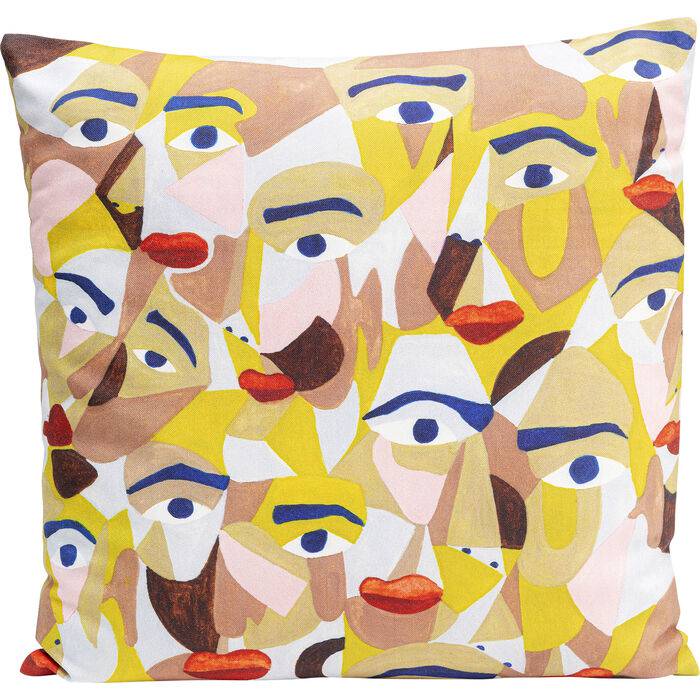 Cushion Artistic Faces 45x45cm with artistic face designs shown on a neutral-colored background