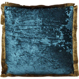 Bluegreen Velvet Look Cushion Cannes 45x45cm from DEKOR shown on sofa with textured fabric