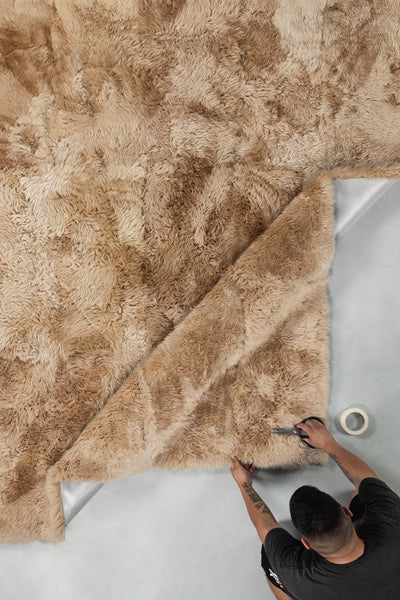 Long Hair - Beige Camel Sheepskin Rug by Homelosophy