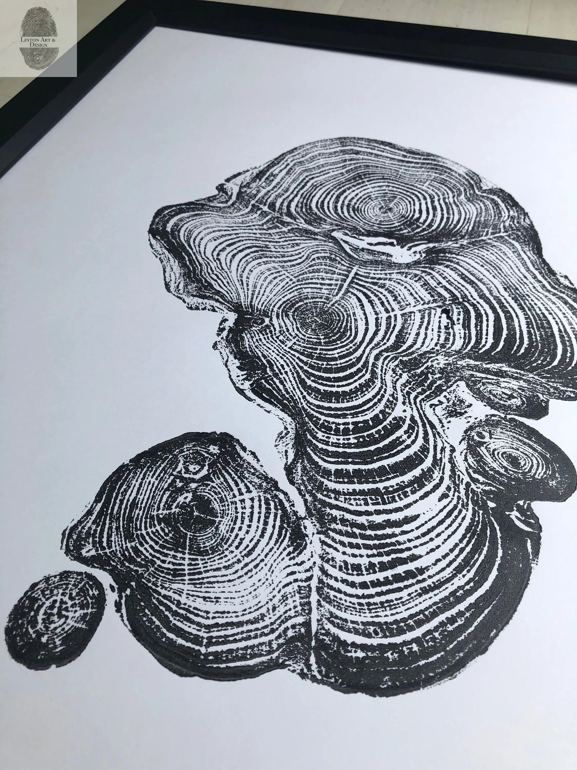 Cypress from Ireland, Tree ring art print, 18x24 inch woodcut by Linton Art