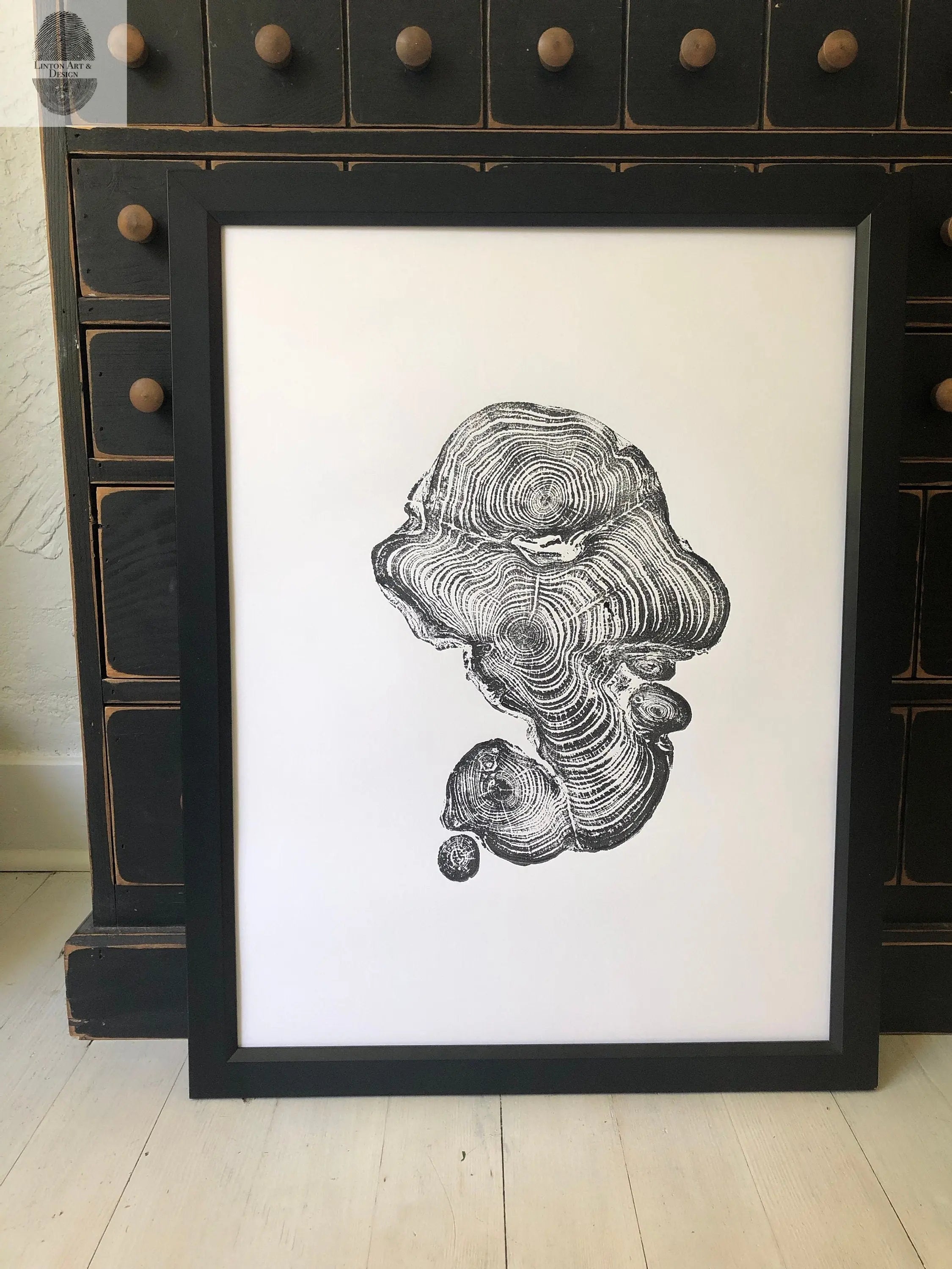 Cypress from Ireland, Tree ring art print, 18x24 inch woodcut by Linton Art