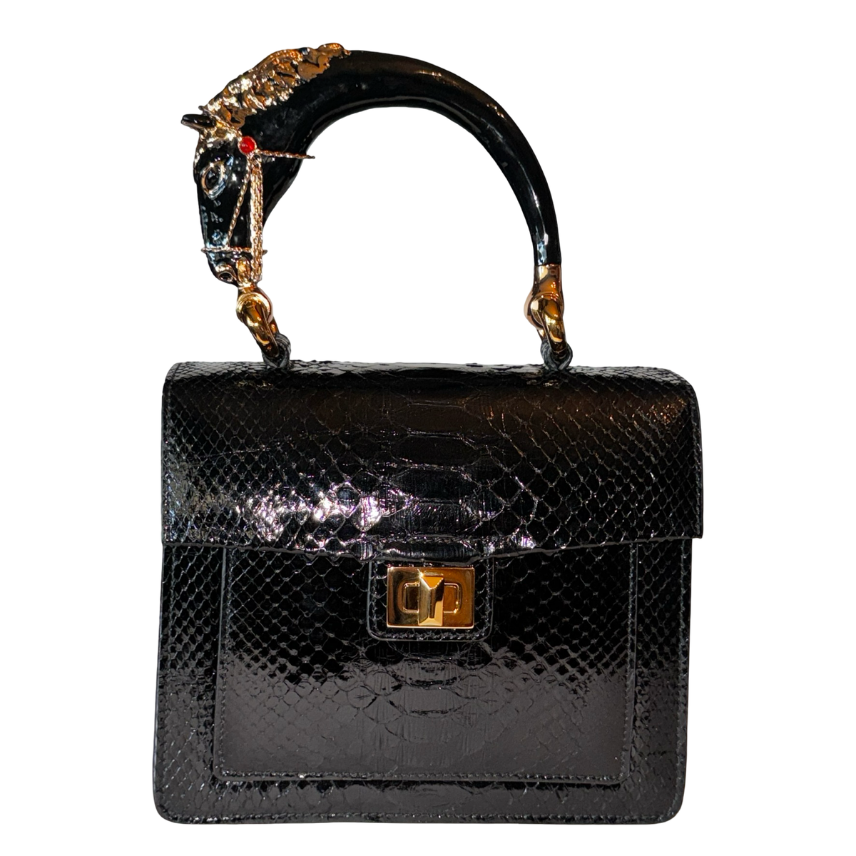 Devon Horse Handle Handbag Authentic Black Python by Allysa Payne Beverly Hills - main product image for Resin Society