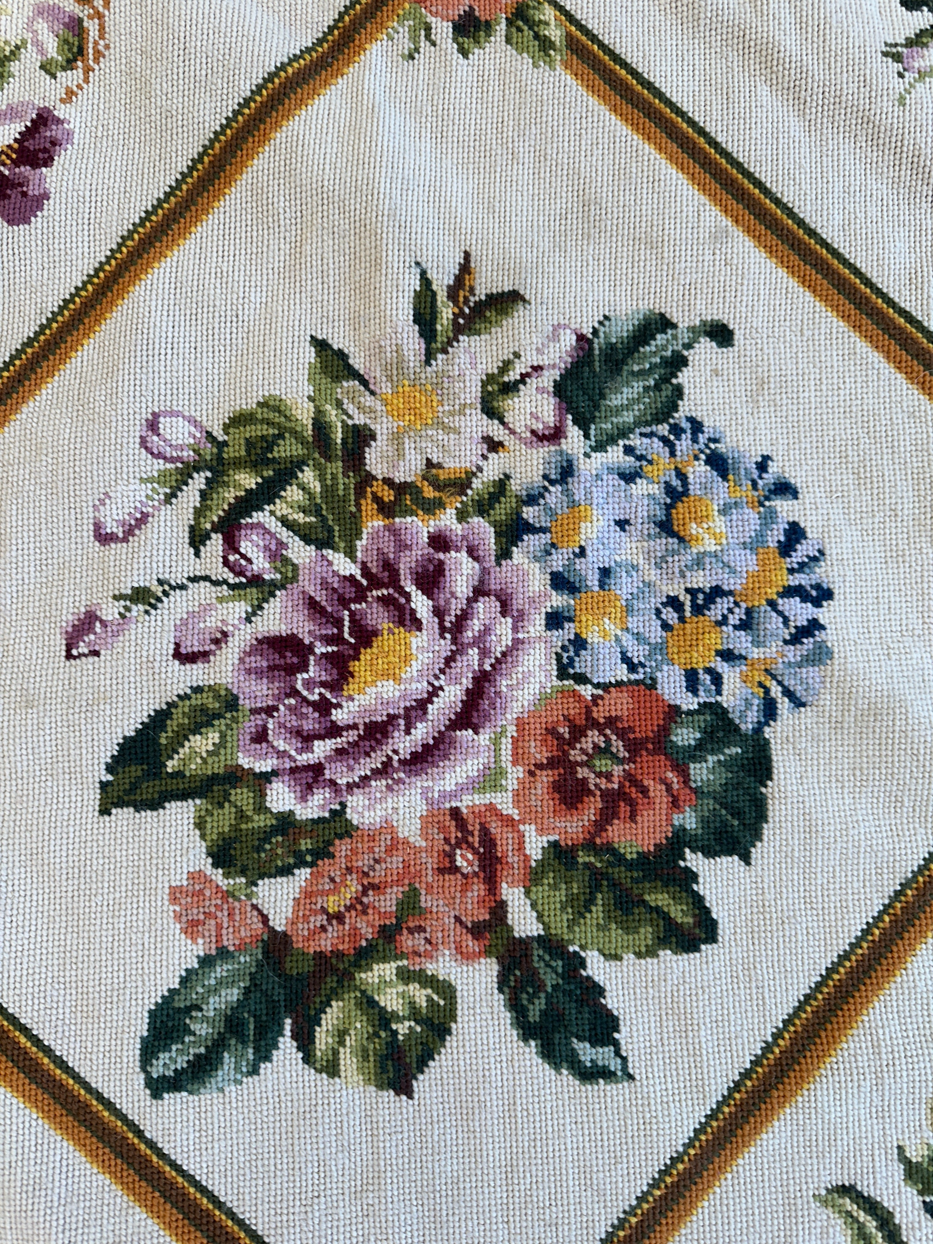 Handmade Needlepoint Floral Wool Rug – 9' 7" x 13' 5" – Vintage by Rugistan - product image 2 for Resin Society