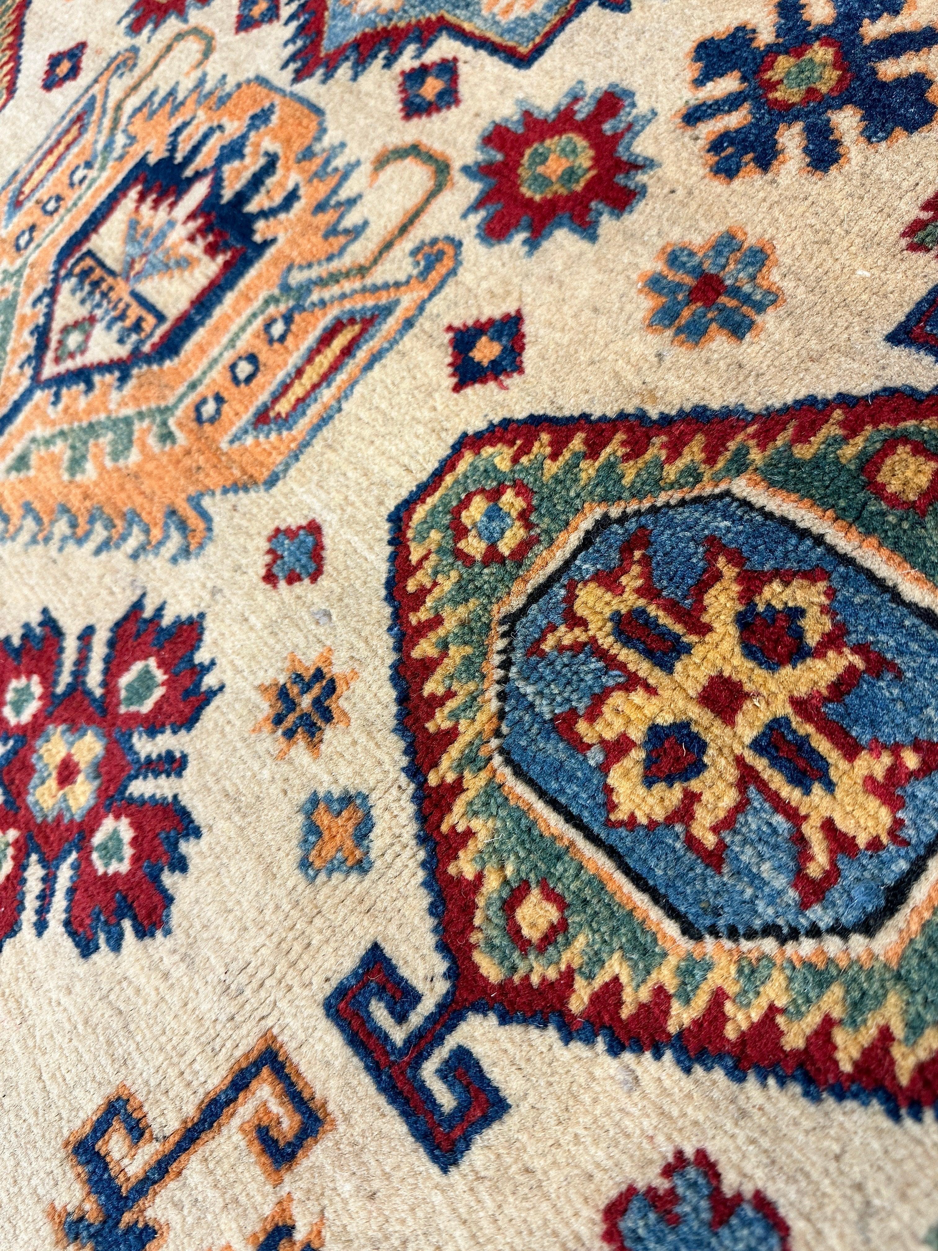 Fine Hand Knotted Afghani Super Kazak Rug 5 x 7 by Rugistan - product image 4 for Resin Society