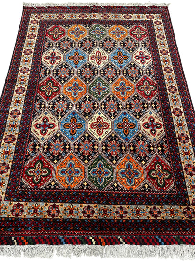 Hand-Knotted Afghani Kashi Wool Rug – 4’9″ x 6’10″ by Rugistan - product image 2 for Resin Society
