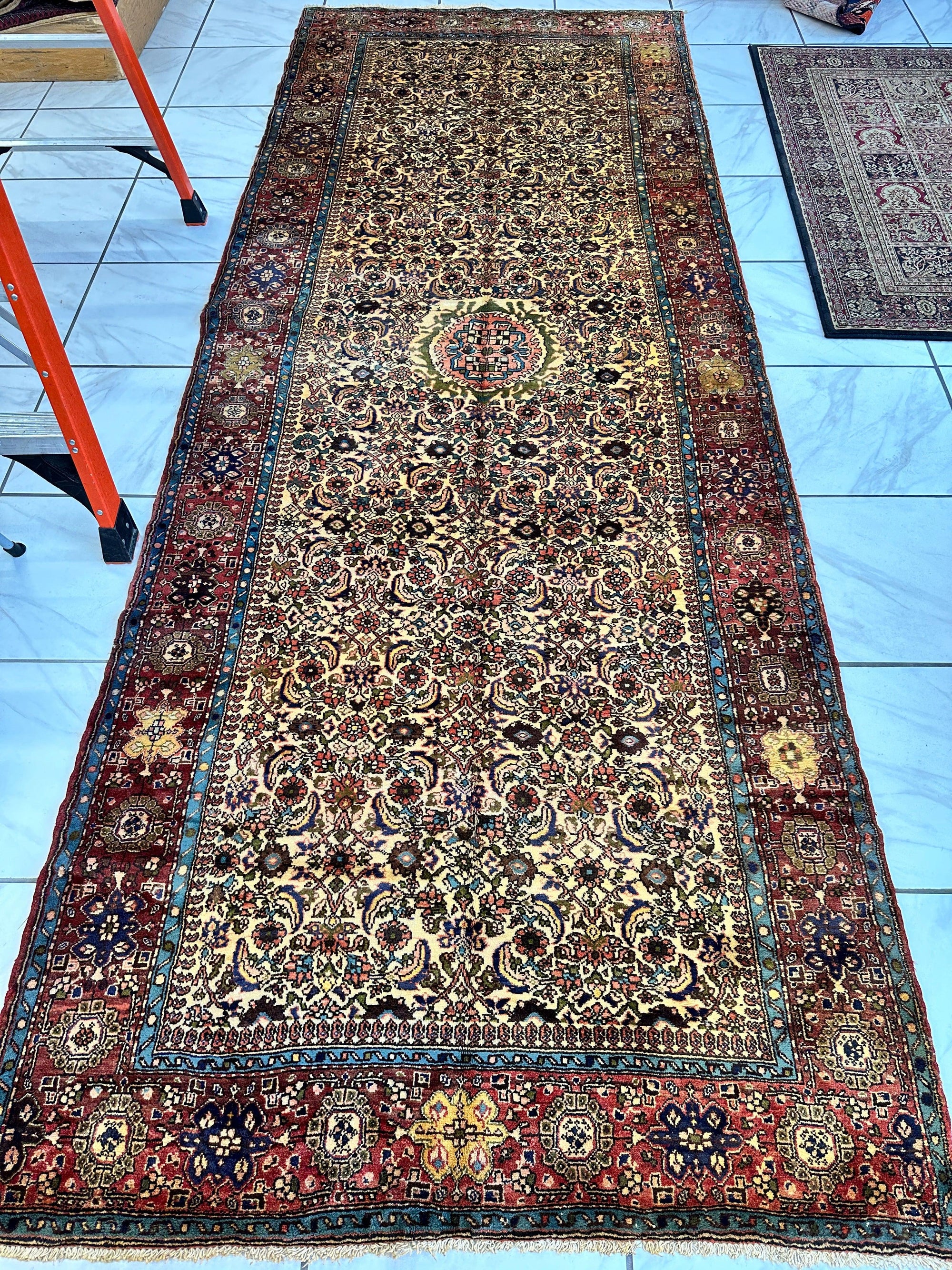 Hand-Knotted Persian Bidjar Herati Wool Runner – 4'11" x 13'2" – by Rugistan - product image 2 for Resin Society