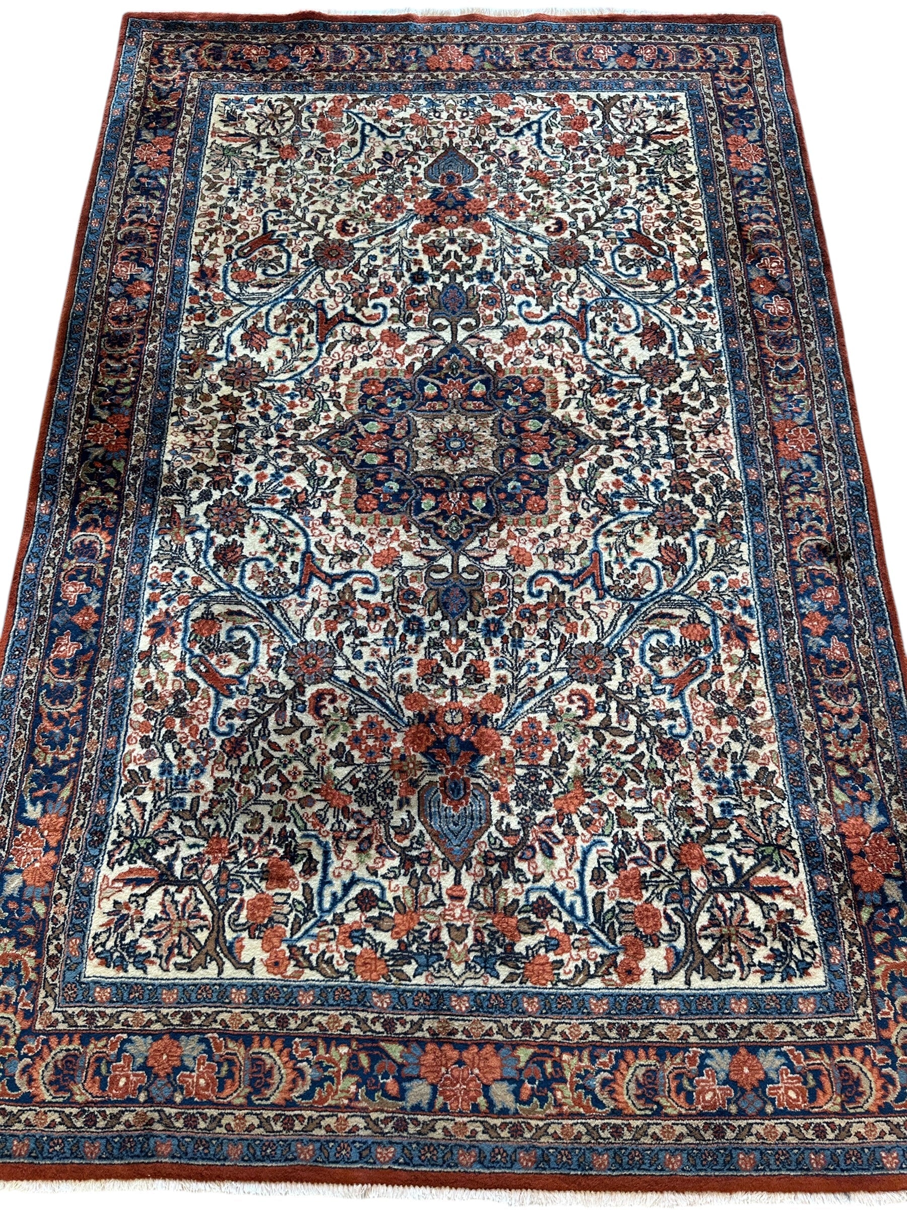 Vintage Persian Sarouk Wool Rug – 4’4” x 6’6” – Hand-Knotted Floral by Rugistan - product image 3 for Resin Society