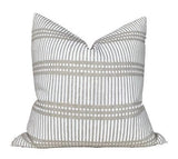 Dash Dot Pillow Cover in Chalk showing front pattern and ivory linen back