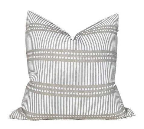 Dash Dot Pillow Cover in Chalk showing front pattern and ivory linen back