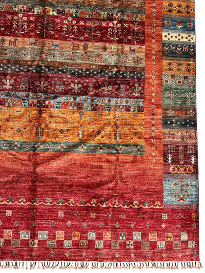Afghani Khorjin Wool Rug – 7' x 9'10" – Vibrant Geometric & Tribal by Rugistan - product image 7 for Resin Society