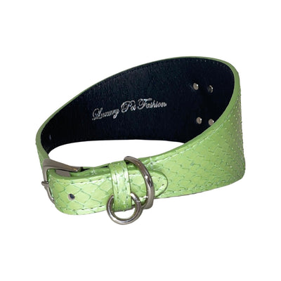 Love Collection. Sea Anemone Pearl Green Snake Wide Style Collar With Custom Swarovski Crystal Heart Locket