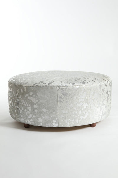 Round Cowhide Ottoman by Homelosophy