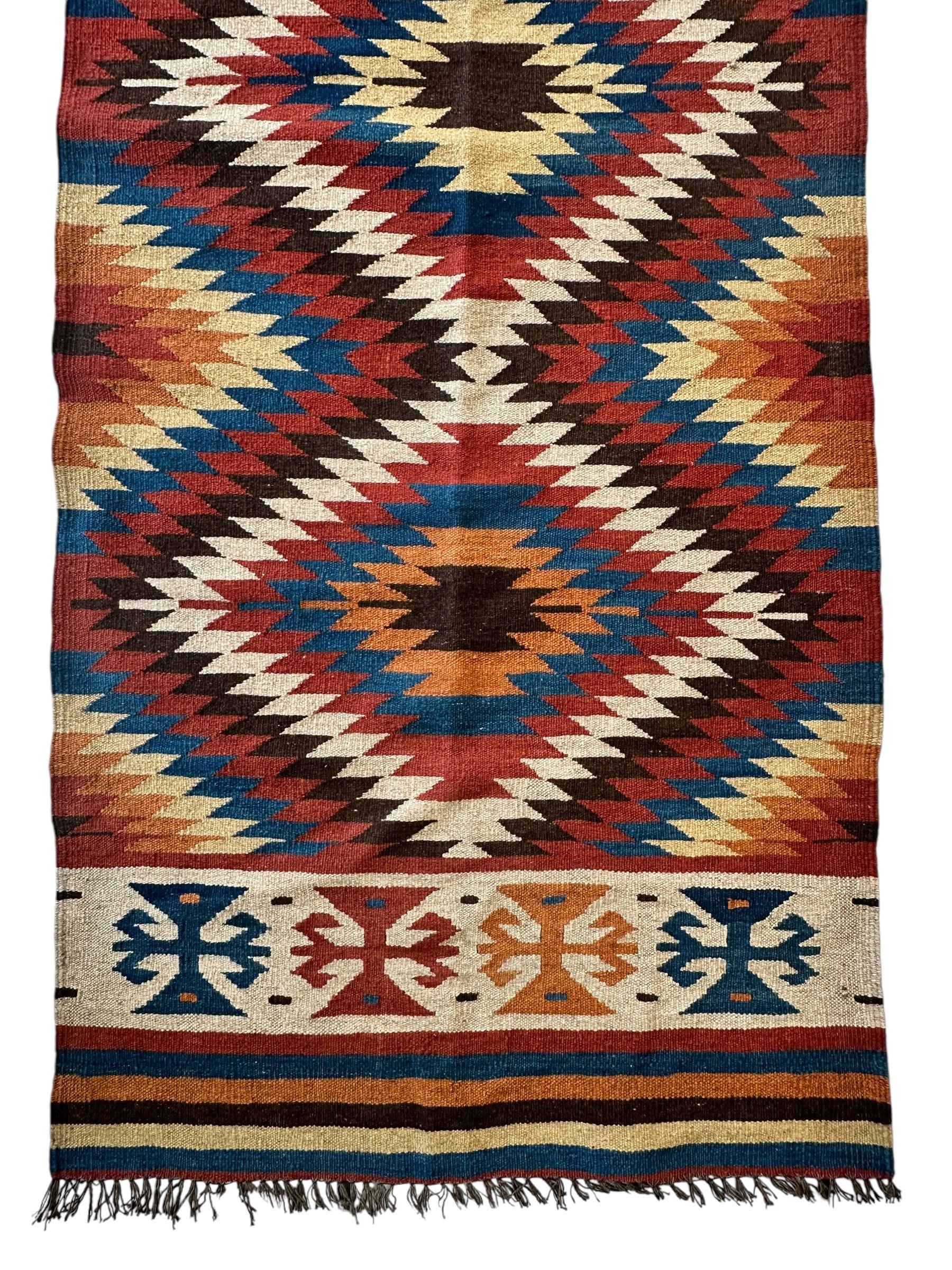 Hand-Knotted Afghan Kilim Wool Runner Rug – 2’8” x 12’4” – Vintage Full by Rugistan - product image 7 for Resin Society