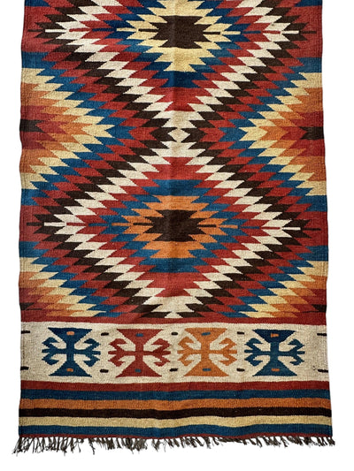 Hand-Knotted Afghan Kilim Wool Runner Rug – 2’8” x 12’4” – Vintage Full by Rugistan - product image 7 for Resin Society
