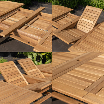 Julien FSC Certified Teak Wood Outdoor Patio Extendable Dining Set by LifestyleGarden US - product image 3 for Resin Society