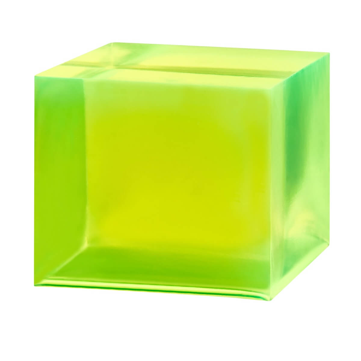 Green cube on a white background