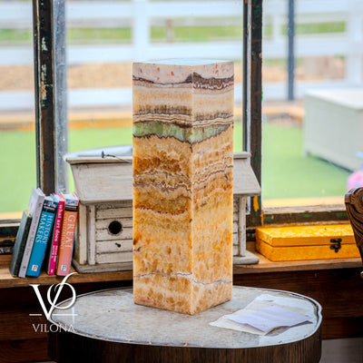 Aqua Onyx Square Table Lamp - 20" Tall, x 6"x 6" (Medium #69)