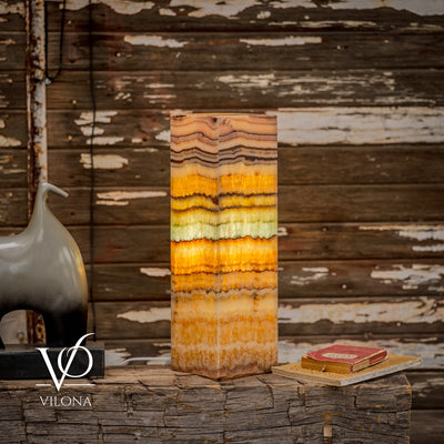 Aqua Onyx Square Table Lamp - 20" Tall, x 6"x 6" (Medium Pair #70) by Vilona Onyx - product image 5 for Resin Society