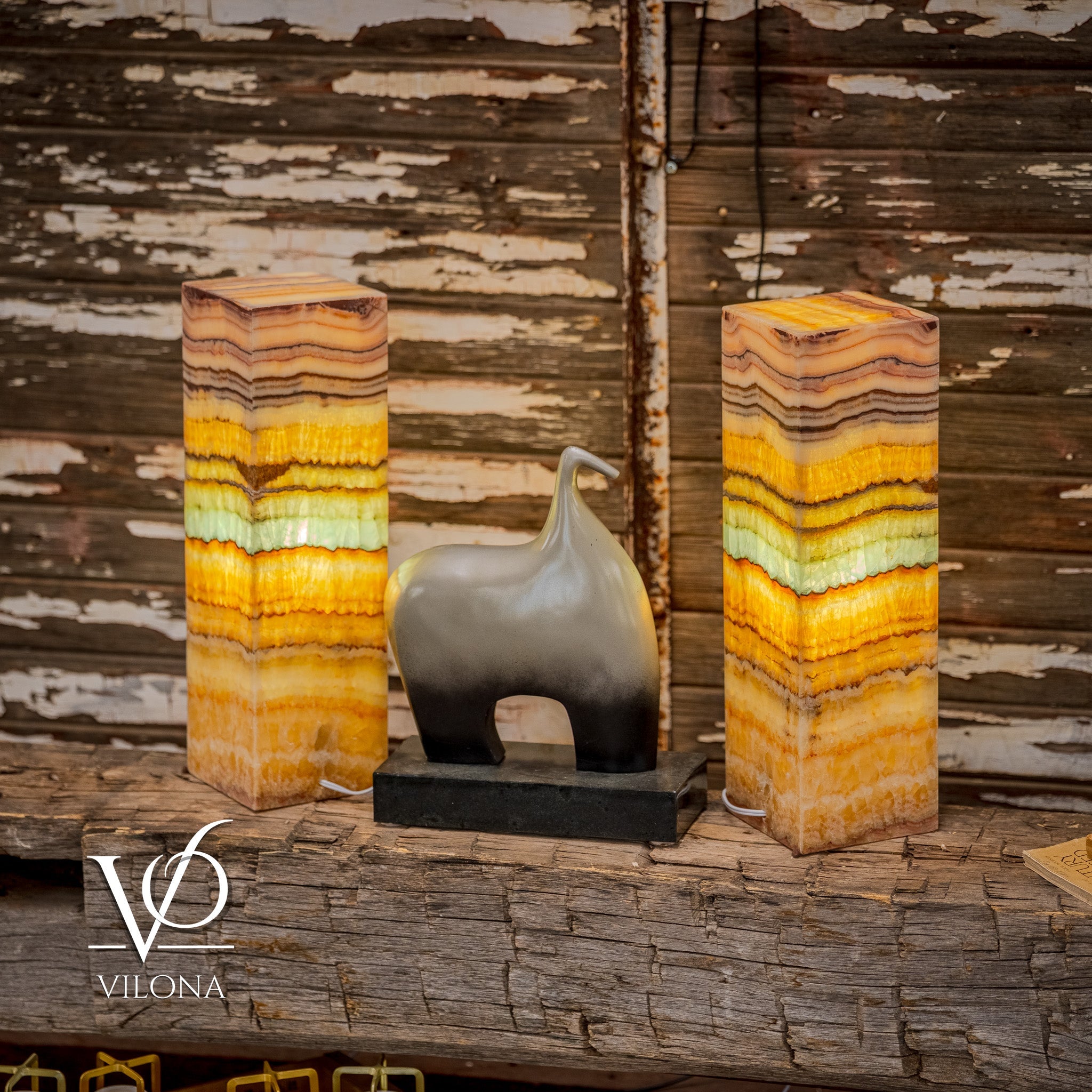 Aqua Onyx Square Table Lamp - 20" Tall, x 6"x 6" (Medium Pair #70) by Vilona Onyx - product image 7 for Resin Society