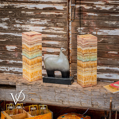 Aqua Onyx Square Table Lamp - 20" Tall, x 6"x 6" (Medium Pair #70) by Vilona Onyx - product image 8 for Resin Society