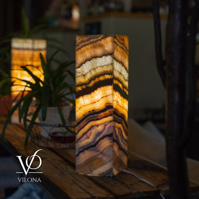 Aqua Onyx Square Table Lamp - 20" Tall, x 6"x 6" (Medium #73)