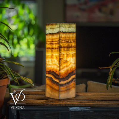 Aqua Onyx Square Table Lamp - 20" Tall, x 6"x 6" (Medium #71)