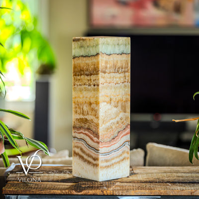 Aqua Onyx Square Table Lamp - 20" Tall, x 6"x 6" (Medium #71)