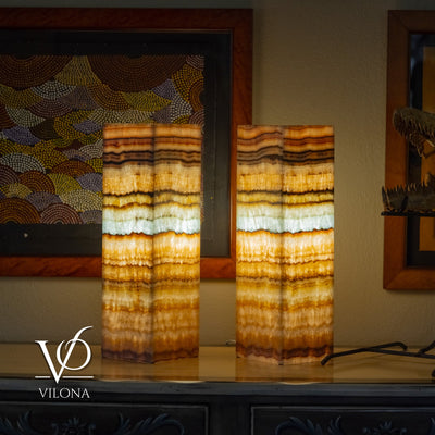 Aqua Onyx Square Table Lamp - 20" Tall, x 6"x 6" (Medium Pair #72) by Vilona Onyx - product image 7 for Resin Society