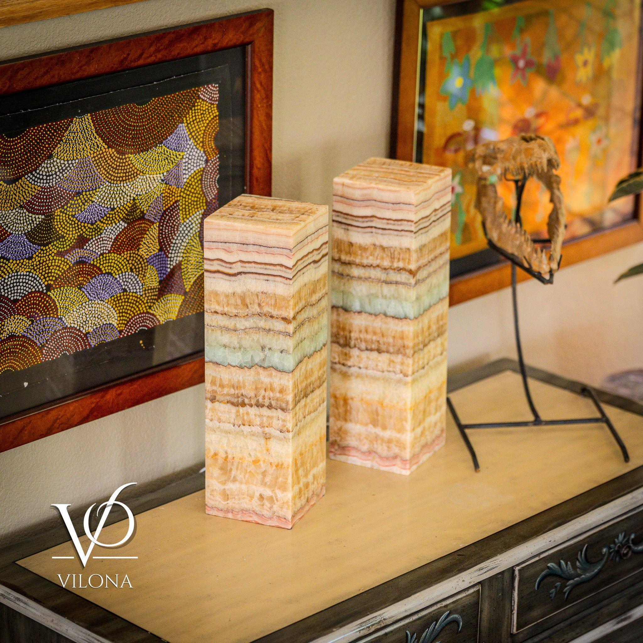 Aqua Onyx Square Table Lamp - 20" Tall, x 6"x 6" (Medium Pair #72) by Vilona Onyx - product image 5 for Resin Society