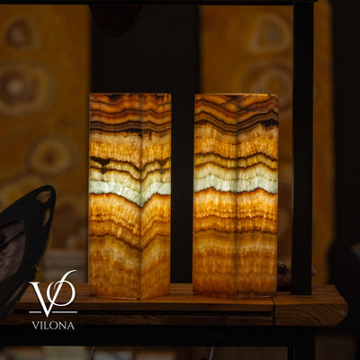 Aqua Onyx Square Table Lamp - 20" Tall, x 6"x 6" (Medium Pair #74) by Vilona Onyx - product image 3 for Resin Society