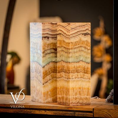 Aqua Onyx Square Table Lamp - 20" Tall, x 6"x 6" (Medium Pair #74) by Vilona Onyx - product image 2 for Resin Society