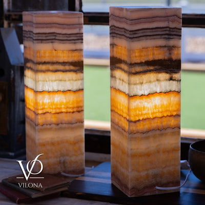 Aqua Onyx Square Table Lamp - 20" Tall, x 6"x 6" (Medium Pair #75) by Vilona Onyx - product image 7 for Resin Society