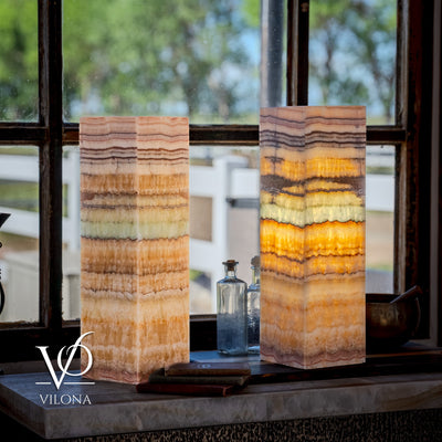 Aqua Onyx Square Table Lamp - 20" Tall, x 6"x 6" (Medium Pair #75) by Vilona Onyx - product image 8 for Resin Society