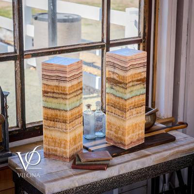 Aqua Onyx Square Table Lamp - 20" Tall, x 6"x 6" (Medium Pair #75) by Vilona Onyx - product image 10 for Resin Society