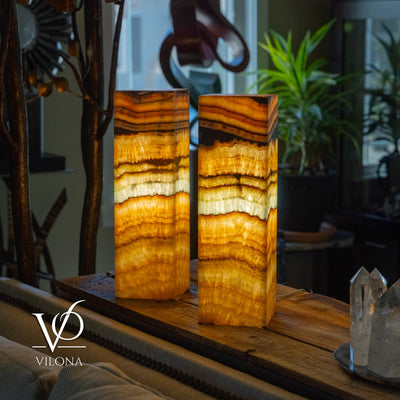 Aqua Onyx Square Table Lamp - 20" Tall, x 6"x 6" (Medium Pair #77) by Vilona Onyx - product image 5 for Resin Society