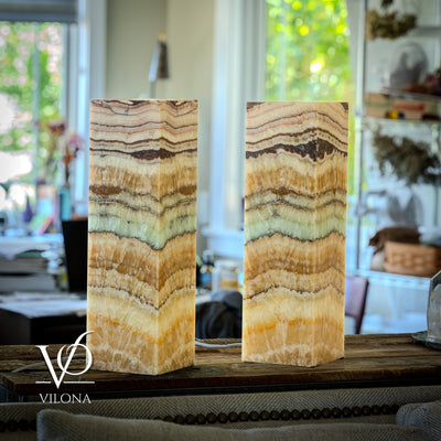 Aqua Onyx Square Table Lamp - 20" Tall, x 6"x 6" (Medium Pair #77) by Vilona Onyx - product image 10 for Resin Society