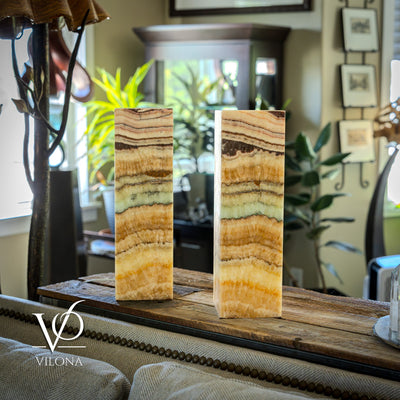 Aqua Onyx Square Table Lamp - 20" Tall, x 6"x 6" (Medium Pair #77) by Vilona Onyx - product image 11 for Resin Society