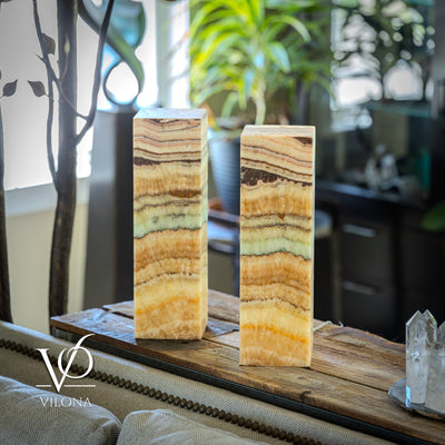 Aqua Onyx Square Table Lamp - 20" Tall, x 6"x 6" (Medium Pair #77) by Vilona Onyx - product image 9 for Resin Society