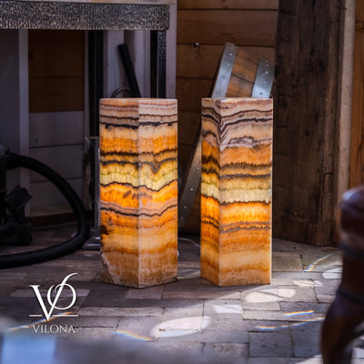 Aqua Onyx Square Table Lamp - 20" Tall, x 6"x 6" (Medium Pair #78) by Vilona Onyx - product image 3 for Resin Society