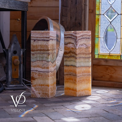 Aqua Onyx Square Table Lamp - 20" Tall, x 6"x 6" (Medium Pair #78) by Vilona Onyx - product image 6 for Resin Society