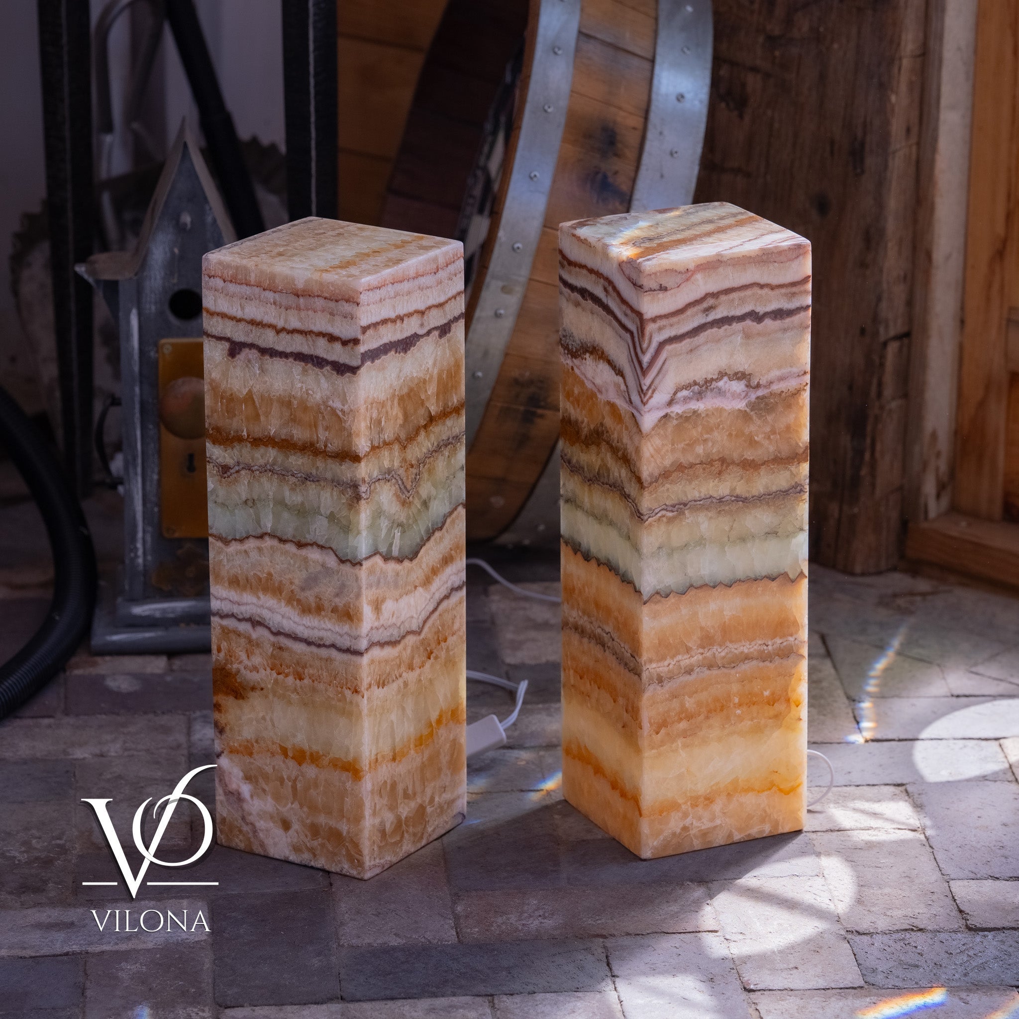 Aqua Onyx Square Table Lamp - 20" Tall, x 6"x 6" (Medium Pair #78) by Vilona Onyx - product image 7 for Resin Society