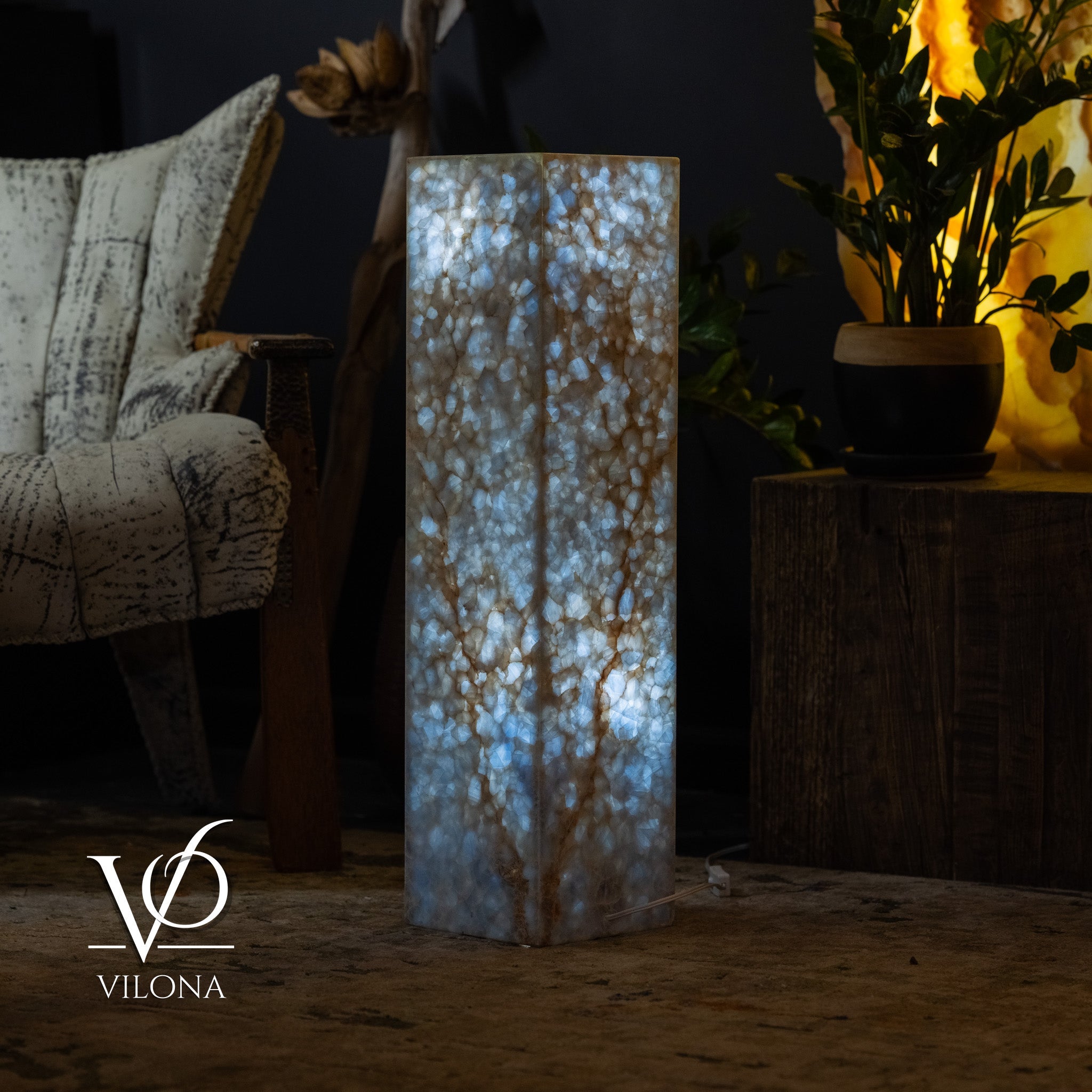 Arctic Onyx Floor Lamp - Small - 31.5"H x 8"W - Square - #2 by Vilona Onyx - product image 4 for Resin Society