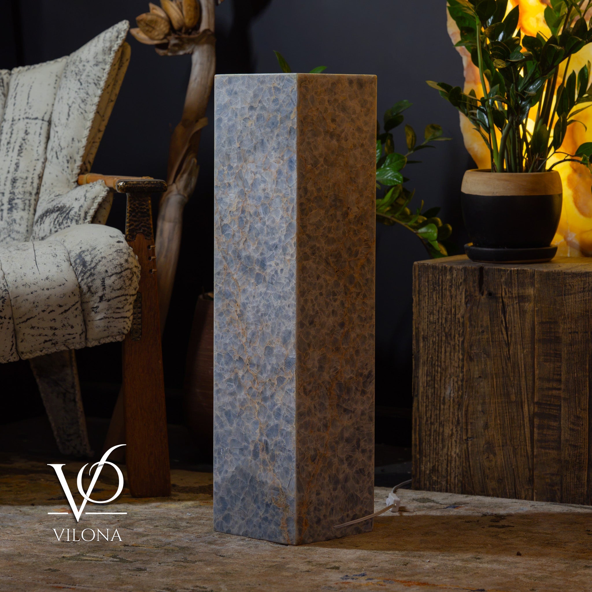 Arctic Onyx Floor Lamp - Small - 31.5"H x 8"W - Square - #2 by Vilona Onyx - product image 9 for Resin Society