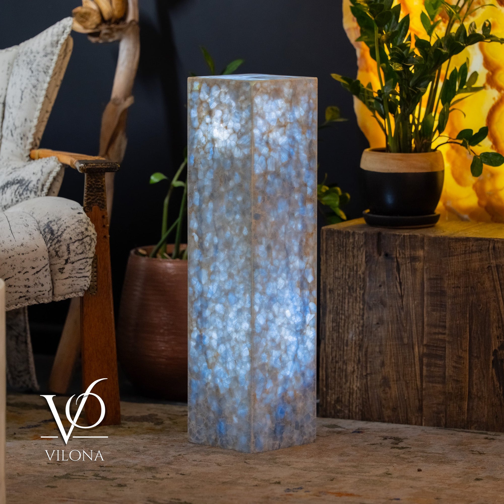 Arctic Onyx Floor Lamp - Small - 31.5"H x 8"W - Square - #3 by Vilona Onyx - main product image for Resin Society