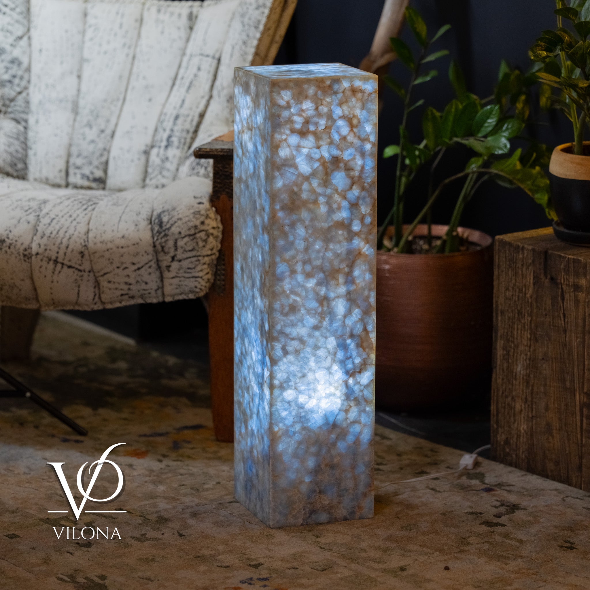 Arctic Onyx Floor Lamp - Small - 31.5"H x 8"W - Square - #3 by Vilona Onyx - product image 4 for Resin Society