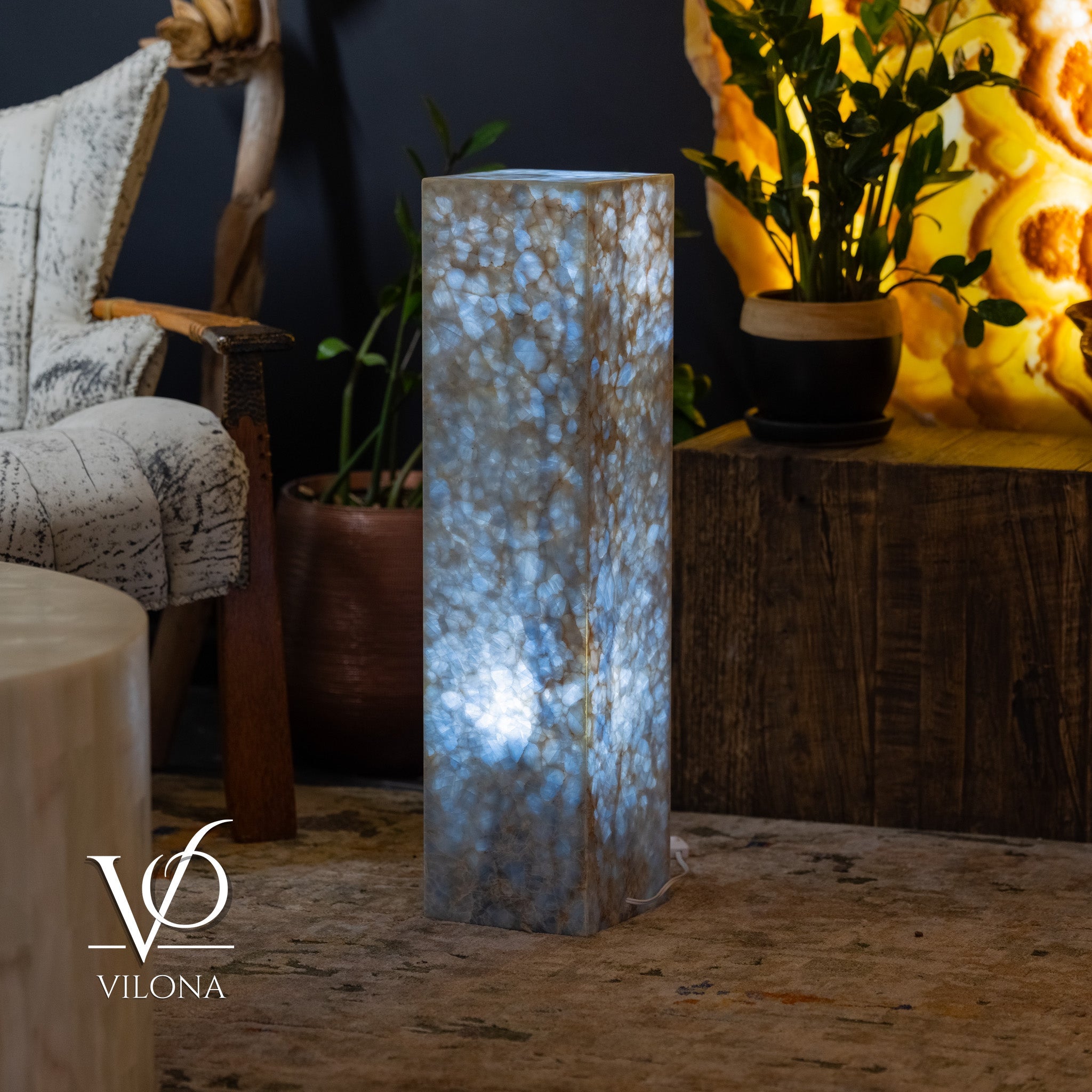 Arctic Onyx Floor Lamp - Small - 31.5"H x 8"W - Square - #3 by Vilona Onyx - product image 5 for Resin Society