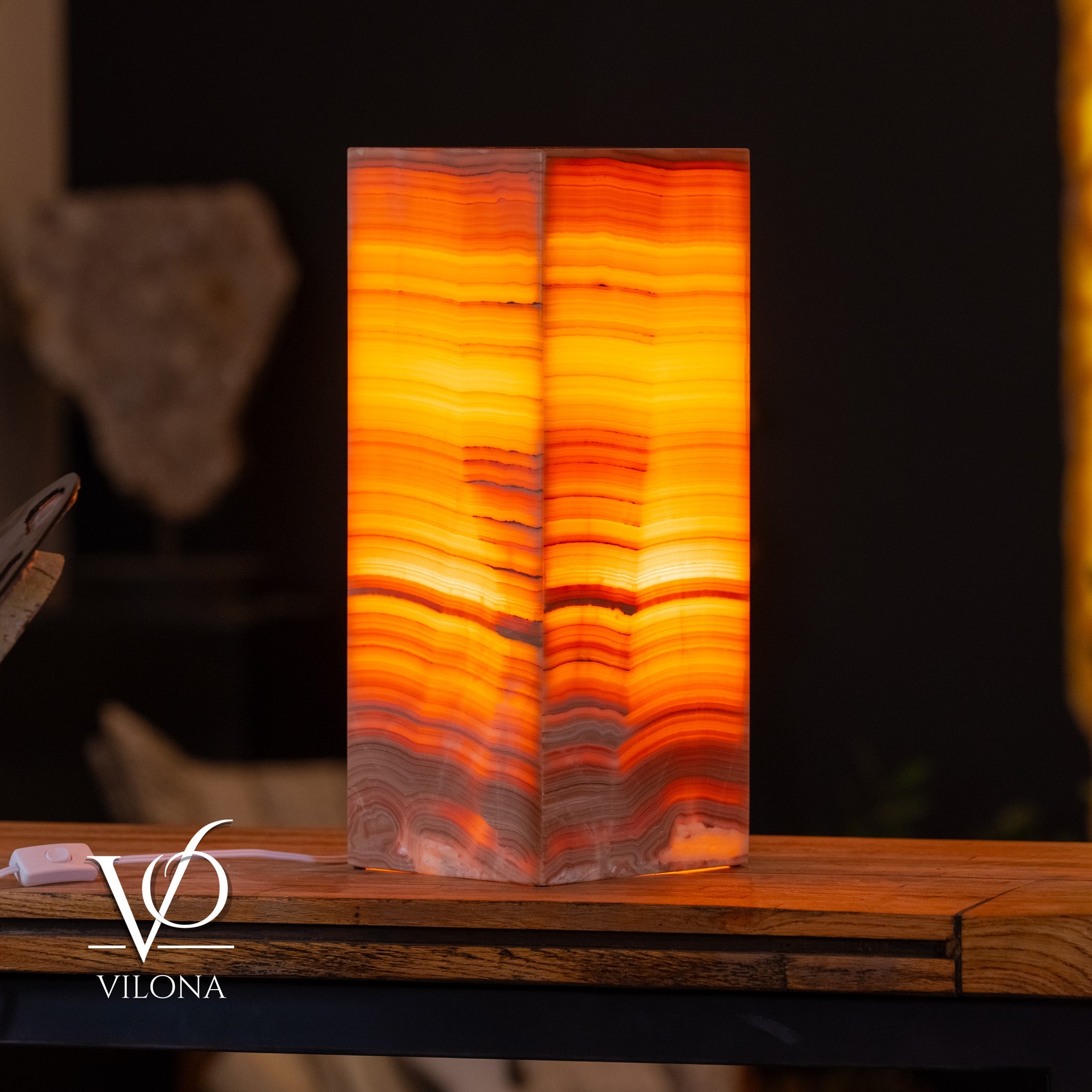 Miami Sunset Onyx Table Lamp – 20″ × 8″ Large Square #1