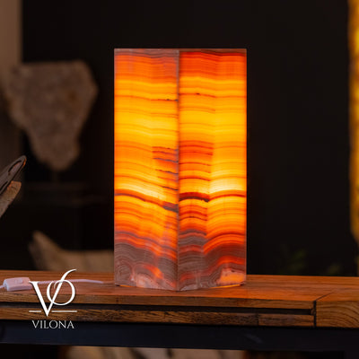 Miami Sunset Onyx Table Lamp – 20″ × 8″ Large Square #1