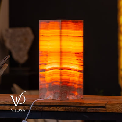 Miami Sunset Onyx Table Lamp – 20″ × 8″ Large Square #1
